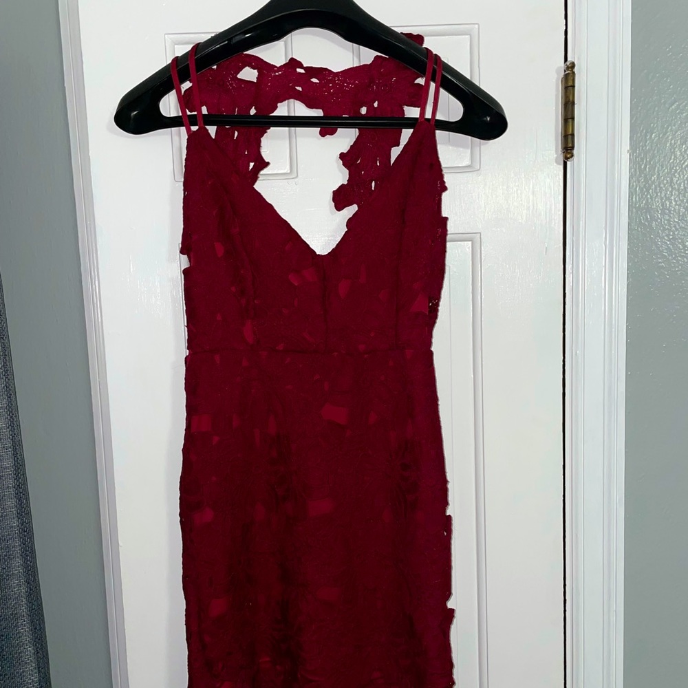 Burgundy lace dress